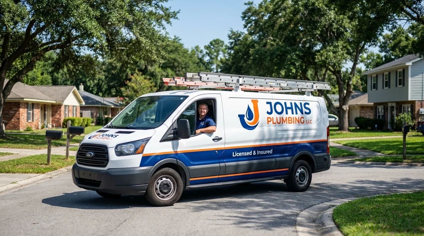 Johns Plumbing LLC service van in East Dubuque, IL