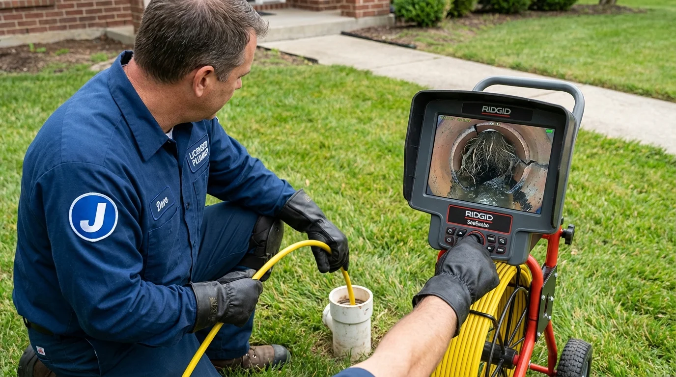 Sewer camera inspection being performed by Johns Plumbing LLC in East Dubuque